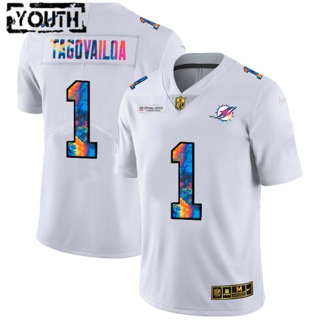 Maillot Enfant Miami Dolphins Tua Tagovailoa 1 Nike 2020 Blanc Multicolore